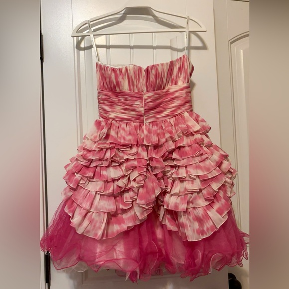 Sherri Hill Pink Strapless Ruffled Prom Dress - Picture 2 of 3